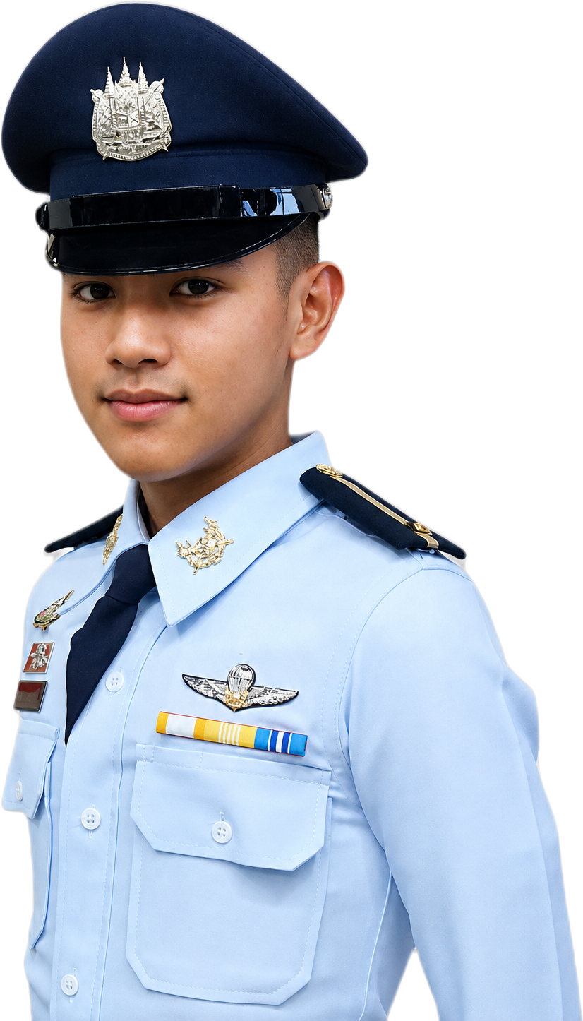 นักเรียนเตรียมทหารในเครื่องแบบชุดปกติขาว