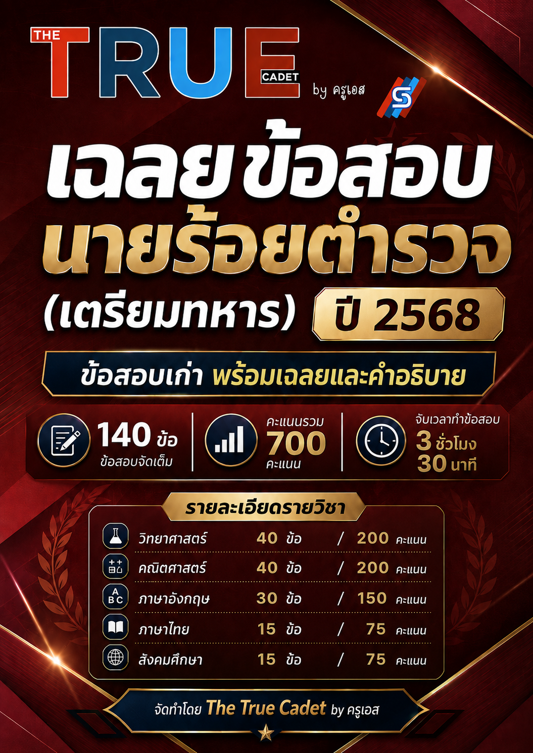 ปก เฉลยข้อสอบเตรียมทหาร เหล่า ตร. ปี 2568